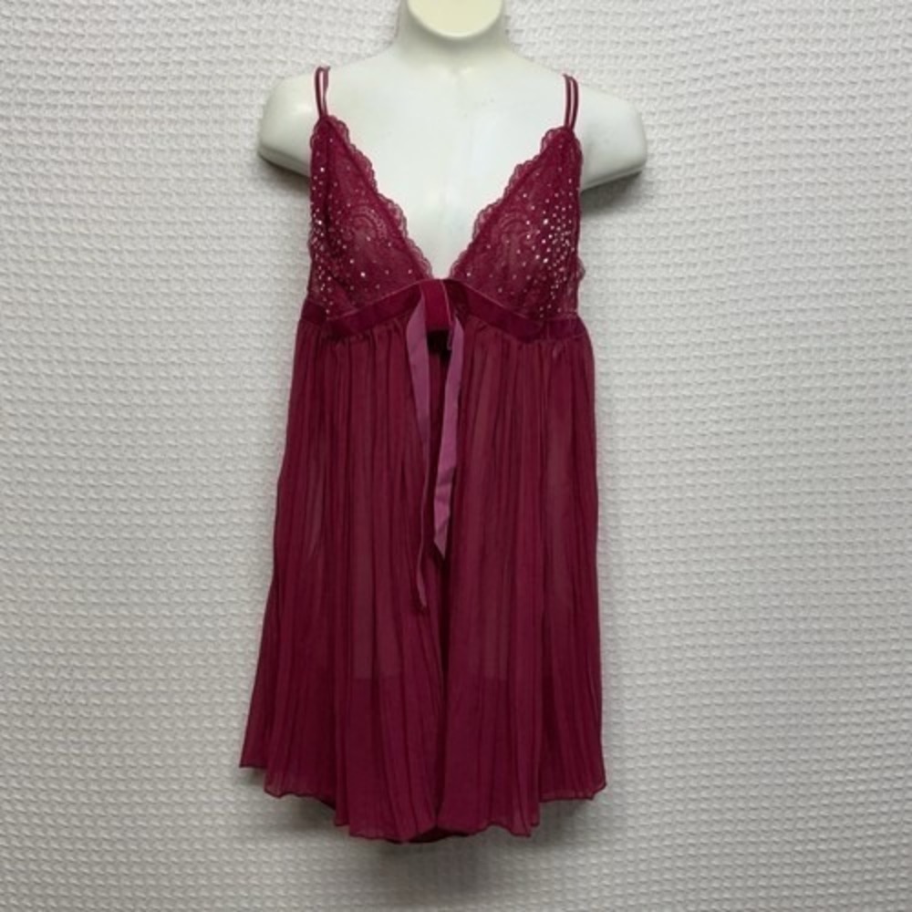 Victoria's Secret Lace VNeck Rhinestone Pleated Babydoll Chemise Women L Vietnam